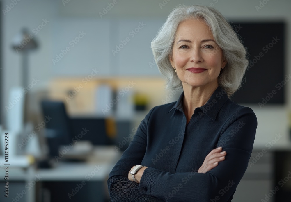 Confident businesswoman in a professional setting showcasing experience and leadership during a daytime office meeting Confident businesswoman in a professional setting showcasing experience and leadership during a daytime office meeting
