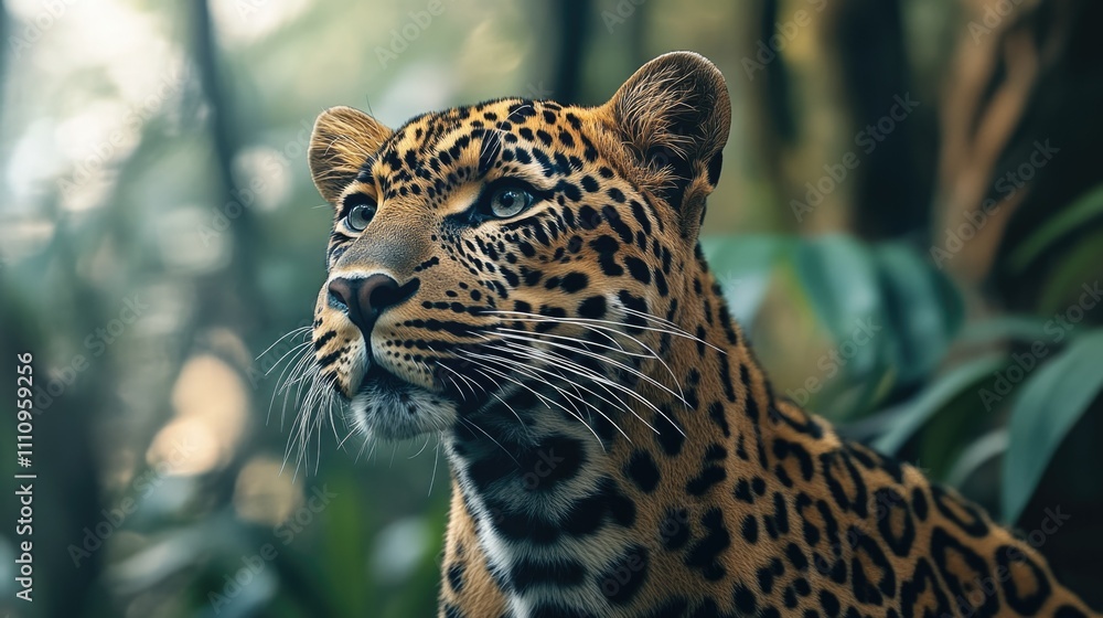 Obraz premium Vivid Leopard Portrait in a Jungle Setting