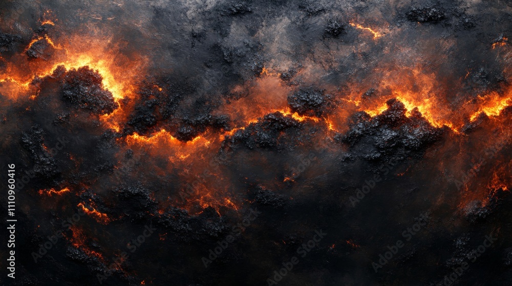 Molten Lava Flowing Across a Dark Surface Molten Lava Flowing Across a Dark Surface