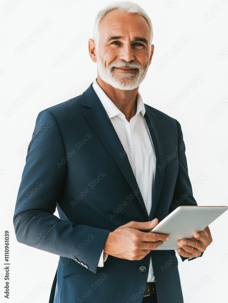 Professional Man in Suit Holding Tablet Professional Man in Suit Holding Tablet