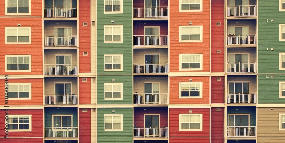 Fototapeta premium Apartment Building Facade: Colorful Modern Architecture