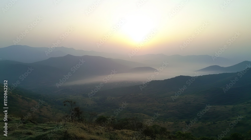 Misty Forest with Fog at Sunrise Nature Landscape Misty Forest with Fog at Sunrise Nature Landscape