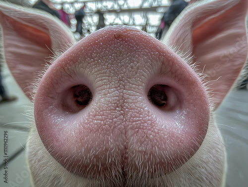 A close up of a pig snout.