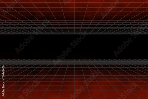 Beautiful HD Grid Line Roof and Floor Black With Dark Red Smoke Background photo