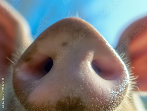 A close up of a pig snout.