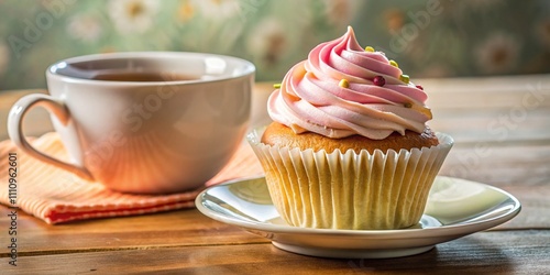 A cup of tea and a delicious sweet cake
