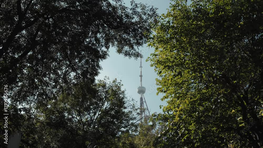 Tbilisi TV broadcasting communications tower located in Mtatsminda Park in Tbilisi, capital of Georgia Tbilisi TV broadcasting communications tower located in Mtatsminda Park in Tbilisi, capital of Georgia