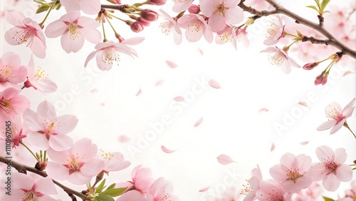 Spring Cherry Blossom Frame in Pastel Tones