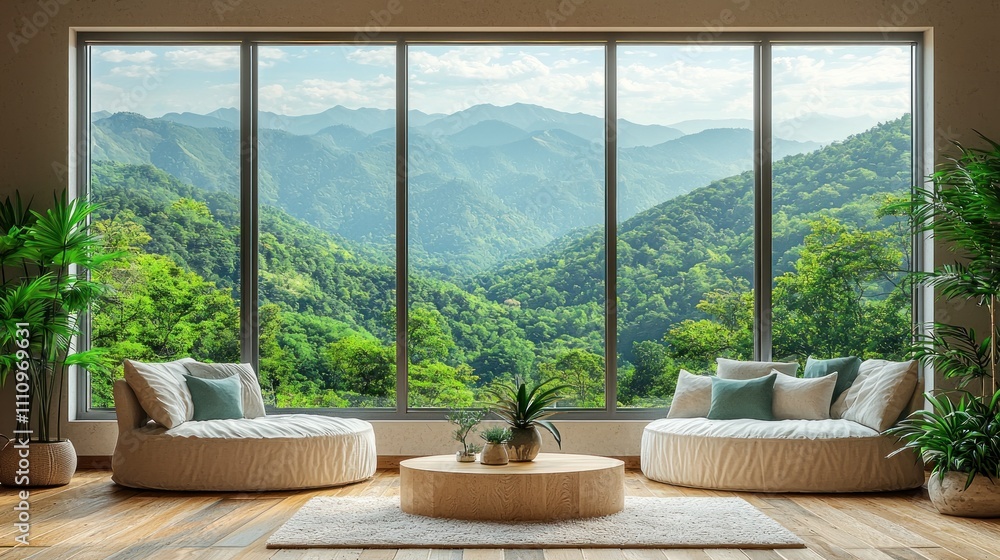 Serene Mountain View from Luxurious Living Room Serene Mountain View from Luxurious Living Room
