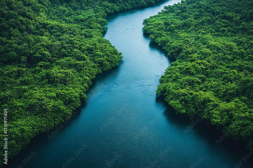 Lush Green Canopy Encloses Serpentine River Lush Green Canopy Encloses Serpentine River