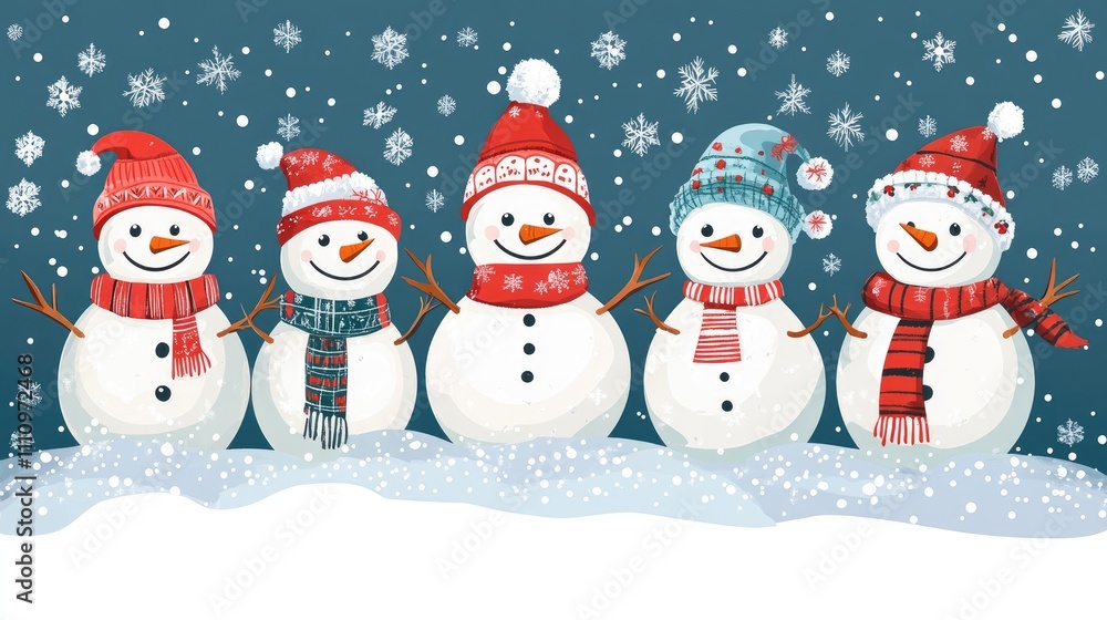 Christmas snowman flat design, winter wonderland theme Christmas snowman flat design, winter wonderland theme