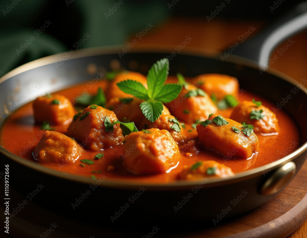 Delicious steaming chicken tikka masala on shiny copper plate traditional indian cuisine, dish. Delicious steaming chicken tikka masala on shiny copper plate traditional indian cuisine, dish.