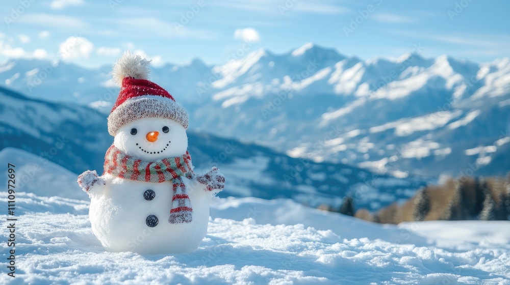 Obraz premium Christmas snowman flat design, winter wonderland theme