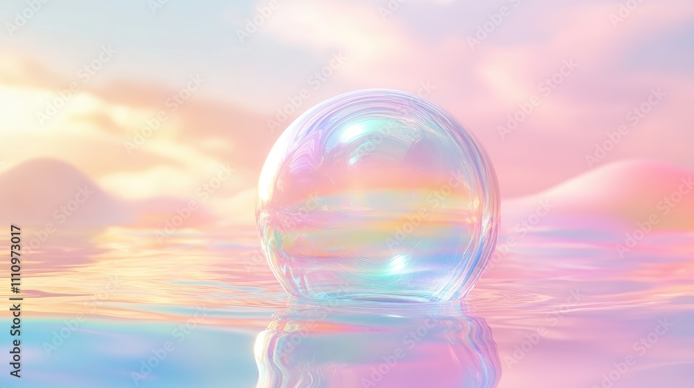 Closeup of a iridescent soap bubble on a colorful background Closeup of a iridescent soap bubble on a colorful background