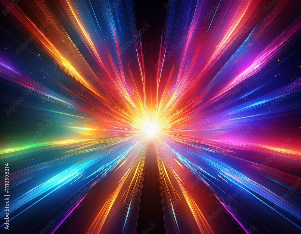 Obraz premium Glowing Radiance: Sharp Prismatic Beams in Abstract Motion