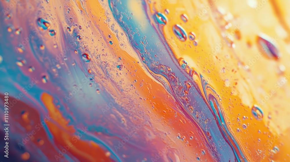 Fototapeta premium Closeup of a iridescent soap bubble on a colorful background