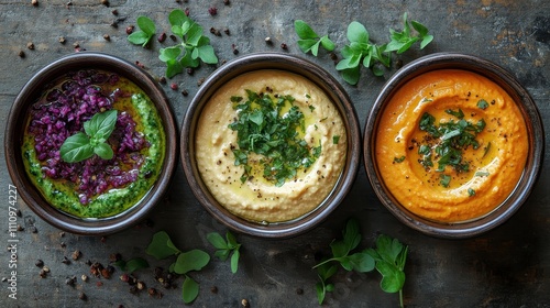 Three Vibrant Dips: A Colorful Feast for the Eyes and Palate