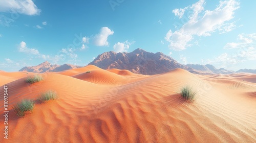 Awe-inspiring Desert Landscape with Majestic Mountains; A Breathtaking Panorama of Dunes and Peaks; A Stunning Scenic View of the Arid Desert; A Breathtaking Desert Scenery; A Perfect Desert Landscape