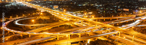 Expressway top view, Road traffic an important infrastructure, Urban cityscape concept or abstract of advanced innovation, financial technology, energy power, expressway