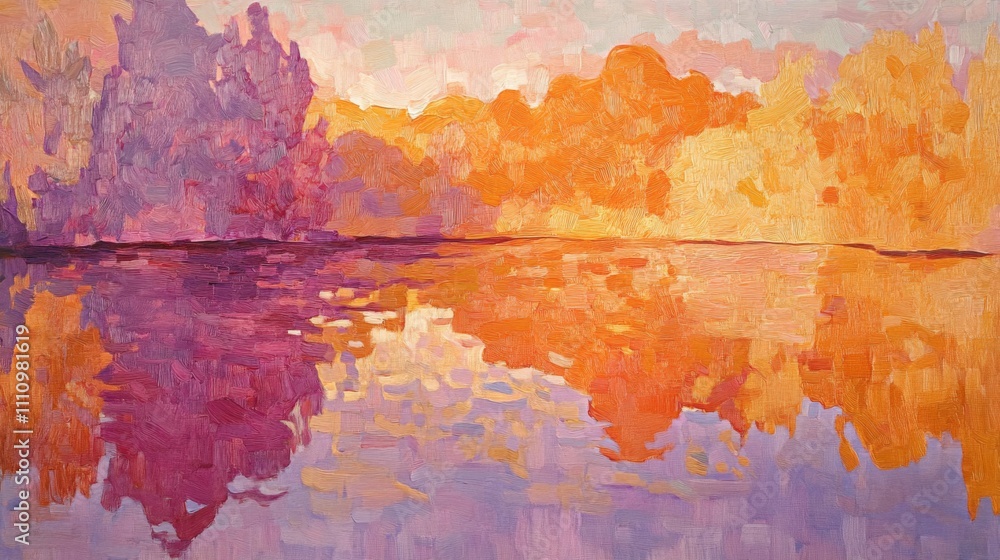 Abstract Sunset Reflection in a Calm Water Body Abstract Sunset Reflection in a Calm Water Body