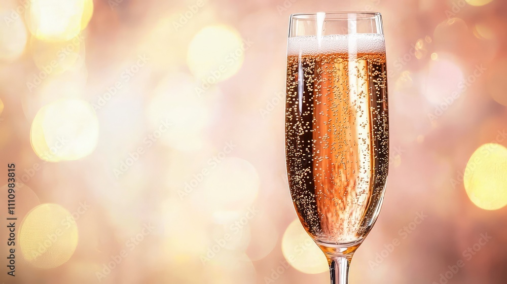 Elegant glass of sparkling beverage filled with bubbles against a dreamy, blurred background, perfect for celebrations and special occasions Elegant glass of sparkling beverage filled with bubbles against a dreamy, blurred background, perfect for celebrations and special occasions
