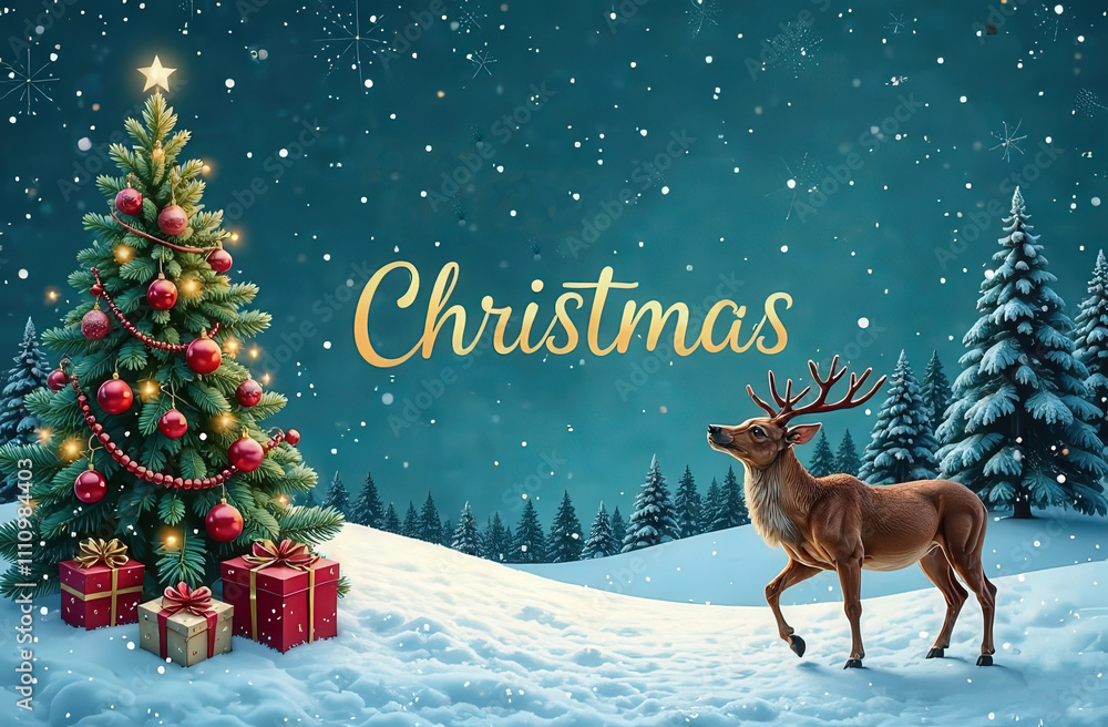 Christmas card, Merry Christmas, Retro style Christmas card, Merry Christmas, Retro style