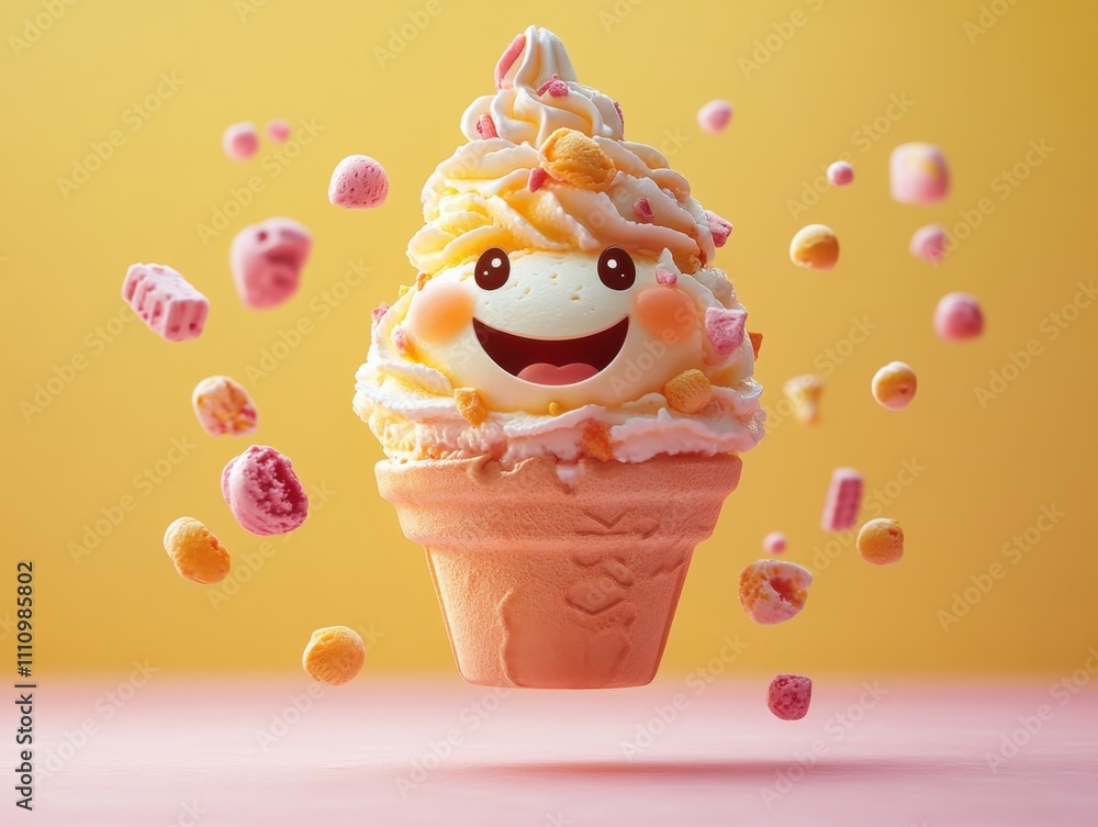 Ice cream cone with a and sprinkles Ice cream cone with a and sprinkles