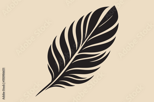 A feather with smooth and sharp edges  fully black in color.