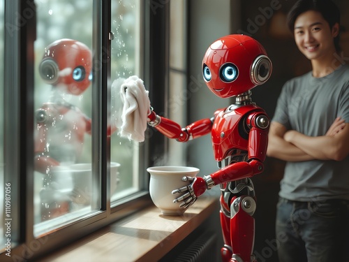 Future Housekeeping Assistant - Robot Cleaning Windows