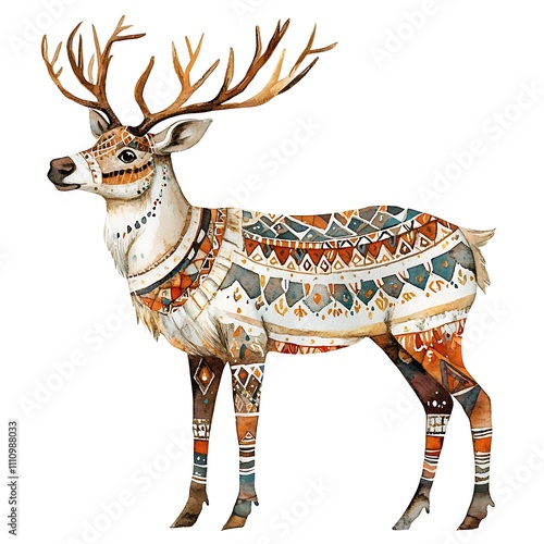 Majestic stag displaying vibrant patterns in nature wildlife art outdoor forest setting artistic viewpoint photo