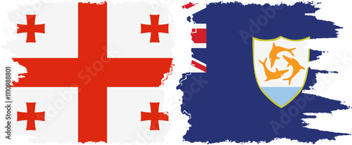 Anguilla and Georgia grunge flags connection, vector