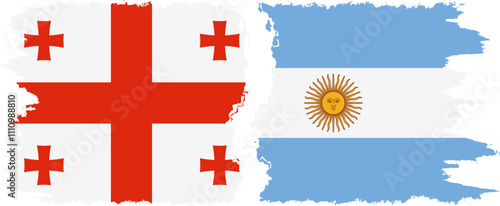 Argentina and Georgia grunge flags connection, vector