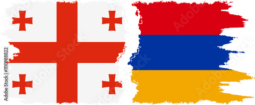 Armenia and Georgia grunge flags connection, vector
