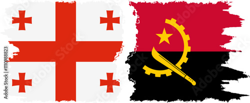 Angola and Georgia grunge flags connection, vector