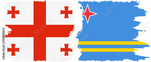 Aruba and Georgia grunge flags connection, vector