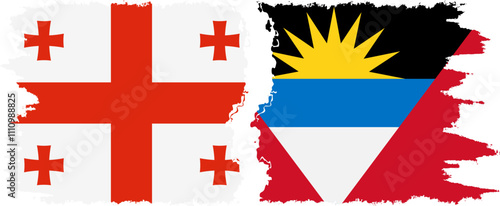 Antigua and Barbuda and Georgia grunge flags connection, vector