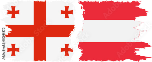 Austria and Georgia grunge flags connection, vector