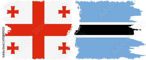 Botswana and Georgia grunge flags connection, vector