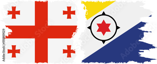 Bonaire and Georgia grunge flags connection, vector
