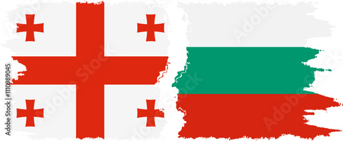 Bulgaria and Georgia grunge flags connection, vector