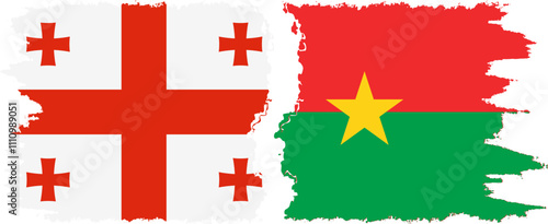 Burkina Faso and Georgia grunge flags connection, vector