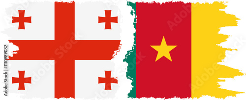 Cameroon and Georgia grunge flags connection, vector