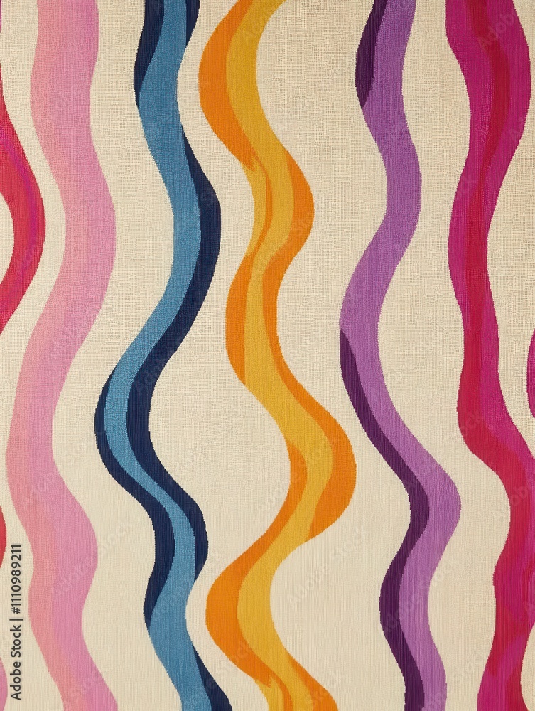 A Colorful Abstract Textile Design with Wavy Lines. A Vibrant and Intricate Abstract Pattern, Perfect for Modern Decor A Colorful Abstract Textile Design with Wavy Lines. A Vibrant and Intricate Abstract Pattern, Perfect for Modern Decor