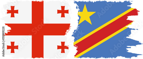 Congo - Kinshasa and Georgia grunge flags connection, vector