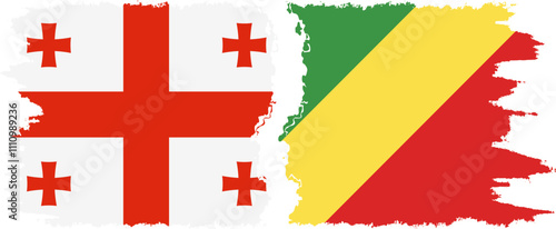 Congo-Brazzaville and Georgia grunge flags connection, vector