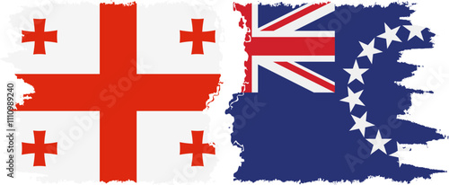 Cook Islands and Georgia grunge flags connection, vector