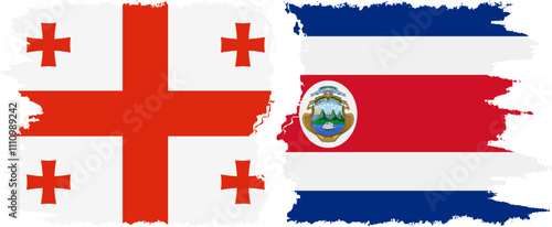 Costa Rica and Georgia grunge flags connection, vector