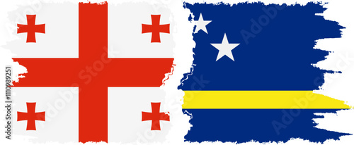 Curacao and Georgia grunge flags connection, vector