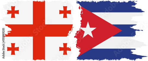 Cuba and Georgia grunge flags connection, vector