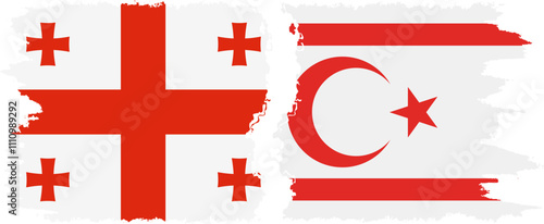 Turkish Republic of Northern Cyprus and Georgia grunge flags connection, vector